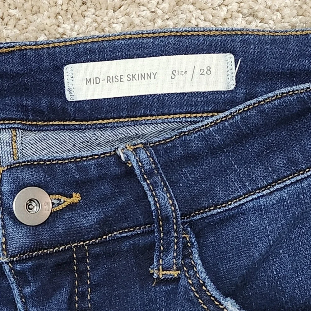 Pilcro Jeans Mid-Rise Skinny Dark Wash Indigo Blue‎ Denim Casual Size 28